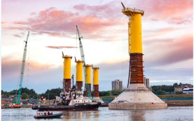 Les premières fondations gravitaires en béton pour le parc éolien d’EDF ER arrivent sur site