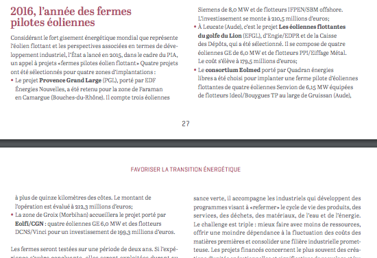 €300 millions pour l’éolien flottant en 2016 dans le cadre du PIA