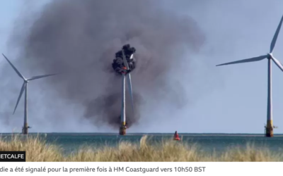 Une des 30 turbines Vestas de Scroby Sands a pris feu le 15 août