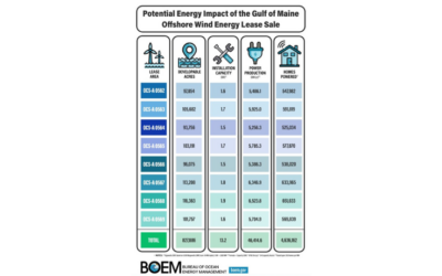 La future vente d’un bail pour l’éolien offshore dans le golfe du Maine comprendra 8 zones