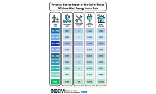 La future vente d’un bail pour l’éolien offshore dans le golfe du Maine comprendra 8 zones