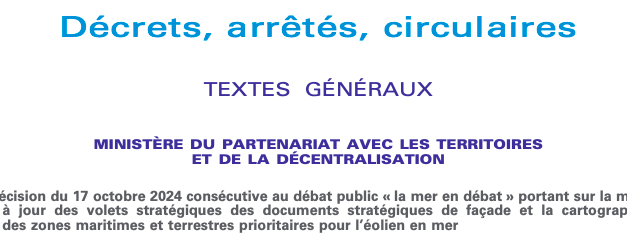 La Mer en Débat : réponse du Gouvernement avec la publication au JO du 18 octobre de la Décision du 17 octobre