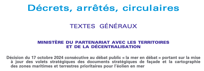 La Mer en Débat : réponse du Gouvernement avec la publication au JO du 18 octobre de la Décision du 17 octobre