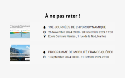 A ne pas rater : les dates limites des inscriptions pour les programmes scientifiques « Mobilité » et « Journées Hydrodynamique »