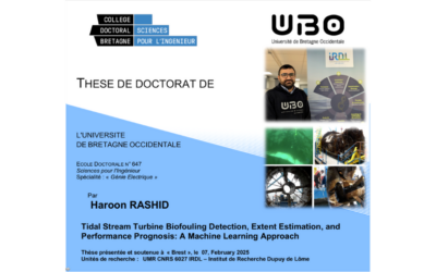 Thèse : Haroon RASHID, soutiendra sa thèse sur le biofouling des hydroliennes