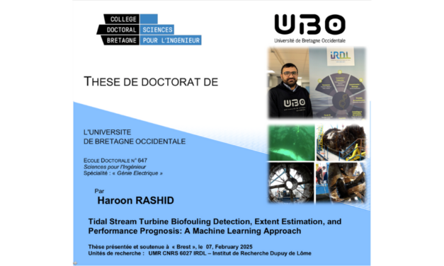 Thèse : Haroon RASHID, soutiendra sa thèse sur le biofouling des hydroliennes